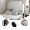thumbnail image 4 of Merrick Lane White Contoured Faux Leather Twin Headboard with Studded Upholstery, Dual Hanging Options, Charging Station with 2 Outlets, USB Port, USB-C Port, 4 of 12
