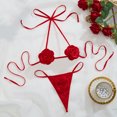 thumbnail image 4 of uublik Womens Pj Set Valentine's Day Lace Bra and Panty Set Two Piece Homewear Sleepwear Red M, 4 of 5