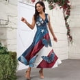 thumbnail image 2 of Women's Flowy Long Sundress Sleeveless V-Neck Design with Patriotic Print, Casual Beach Dress for Summer Holidays,Wine M, 2 of 5