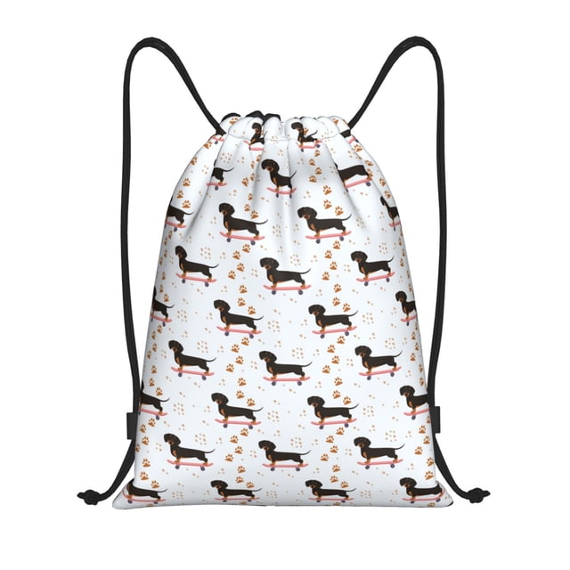 Lsque Dachshund Dog Print Drawstring Backpack Bag Sport Gym Sackpack Cinch Bags Drawstring Bags Draw String Sport Bag-Small