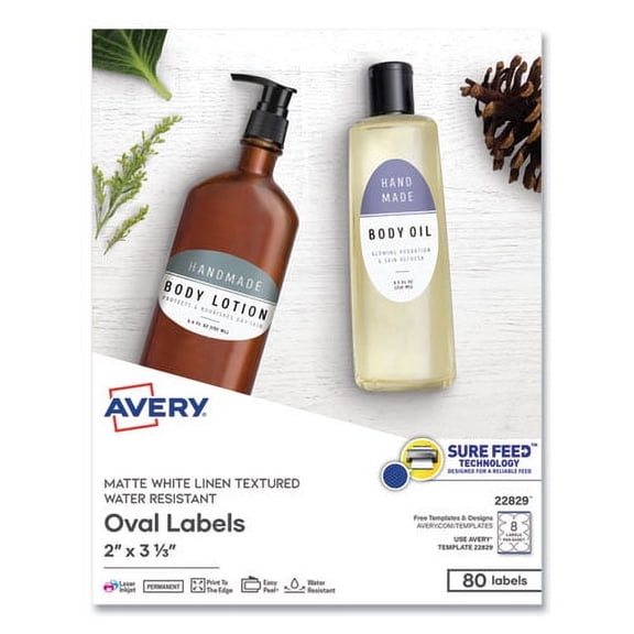 Oval Print-To-The-Edge Labels, 2 X 3.33, White, 8/sheet, 10 Sheets/pack | Bundle of 2 Packs