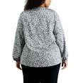 thumbnail image 3 of Alfani Women's Plus Size V-Neck Blouson Sleeves Blouse Grey Mini Cheetah Size 1X, 3 of 3