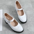 thumbnail image 5 of DADAWEN Chunky Mid-Heel Platform Mary Jane Pumps for Women Square Toe Oxfords Dress Shoes White 9 US, 5 of 6