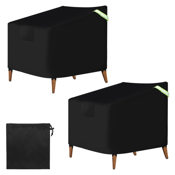 Cubiertas de sillas de exterior Uxcell 43" W x 42" D x 42" H, cubiertas grandes e impermeables para muebles de patio, cubiertas para sillas apilables, paquete de 2 en negro