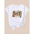 thumbnail image 3 of Women's Easter Bunny Graphic Tee - Casual Polyester Round Neck Short Sleeve T-Shirt with Colorful "THE HUNT IS ON" Print, Machine Washable, Autumn Fashion Shirt | Illustrated Tshirt | Polyester Fabri, 3 of 7