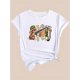 thumbnail image 3 of Camiseta gráfica de conejo de Pascua para mujer - Camiseta informal de algodón de cuello redondo y manga corta con estampado colorido "THE HUNT IS ON", lavable a máquina, ideal para otoño | Camiseta i, 3 of 7