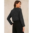 thumbnail image 3 of DARING DIVA Women's Plaid Tweed Cropped Button Up Elegant Work Jackets XL Black, 3 of 6