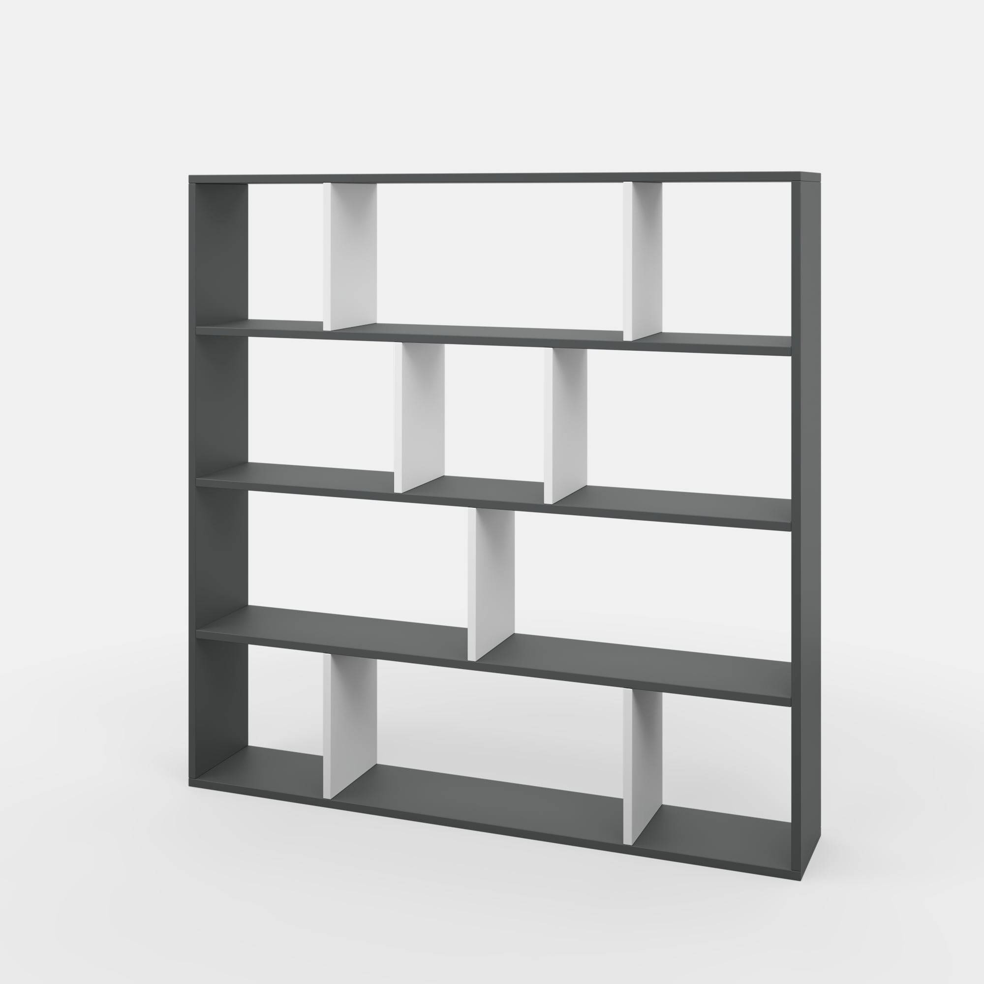 Ada Home Decor Hobdi 4 Tier Open Shelf Cube Modern Bookcase, Anthracite/White