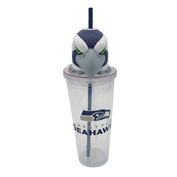 NFL Seattle Seahawks Acrylic Tumbler with Team Color Straw and Team Mascot Lid Enclosure
