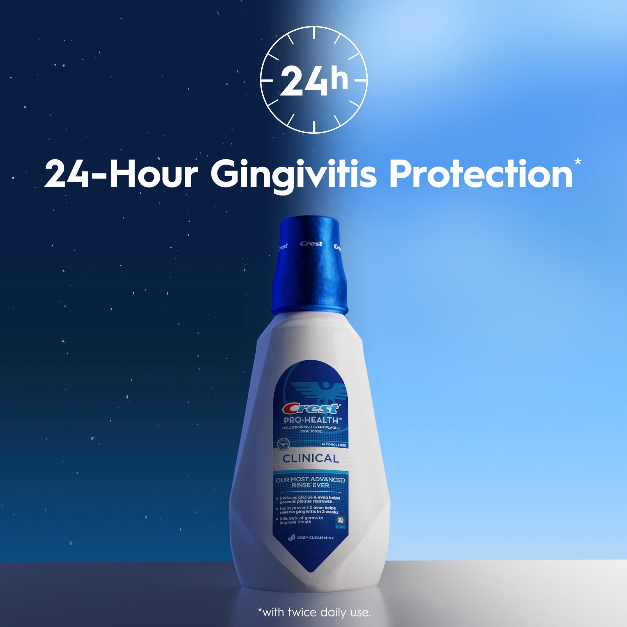 Crest Mouthwash, Pro-Health Clinical Mouthwash, Alcohol Free, Antigingivitis & Antiplaque, Deep Clean Mint- 946 mL