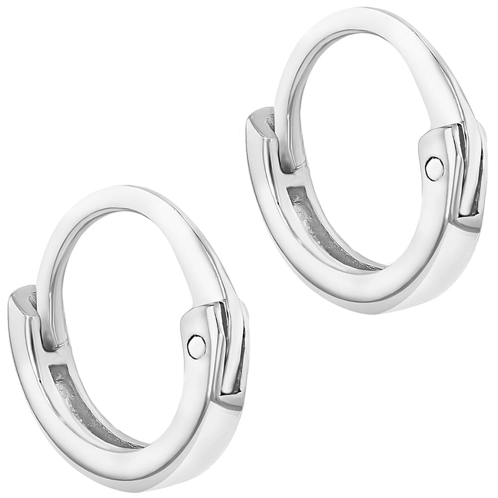 925 Sterling Silver Tiny Plain Baby Hoop Earrings Children Girl 0.31" Walmart Canada