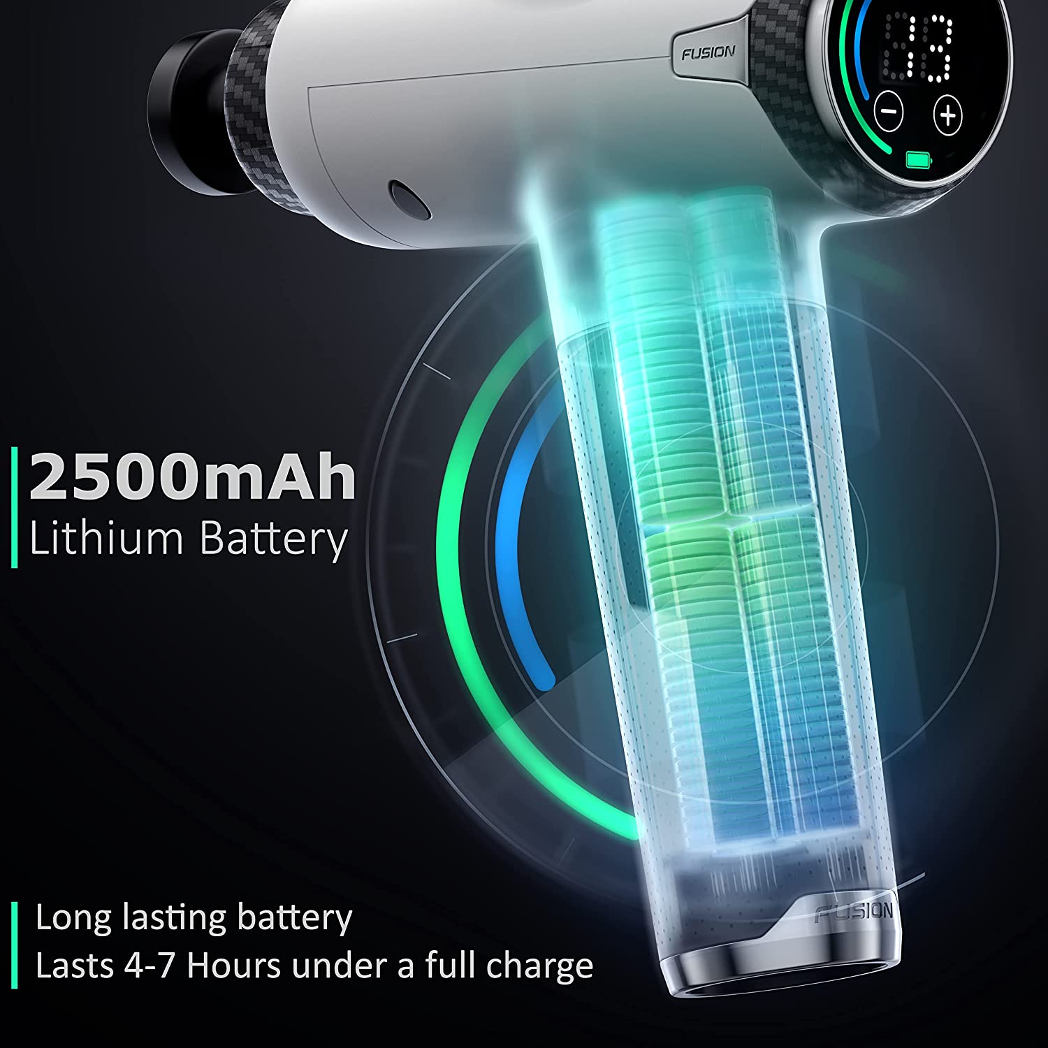 Fusion Black Pro Muscle Massage Gun Deep Tissue Percussion Muscle Massager Gun for Athletes Pain Relief Therapy and Relaxation, Percussion Therapy Chiropractor Massager, Body Massager (White Pro)