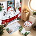 thumbnail image 6 of Clearance! 4Pcs Christmas Shower Curtain Bathroom Set, Funny Cute Snowman Bathtub Print Waterproof Shower Curtain, Non Slip Rugs, Toilet Seat Cover, Holiday Home Decor with 12 Hooks, 6 of 7