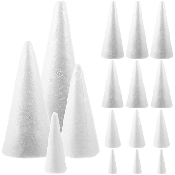 Masteelf DIY White Foam Cones for Adornment Perfect for Craft Projects and Long Term Use 16pcs