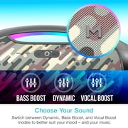 MEE audio partySPKR Bluetooth Wireless Speaker with Dynamic LED Lighting, 2 Subwoofers for Powerful Sound, Connect 100+ Together; Large Yet Portable for Indoor/Outdoor Use (Camo)