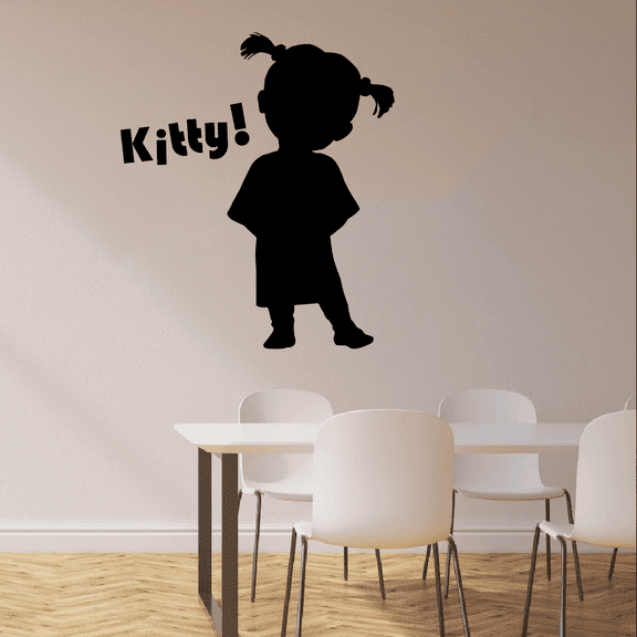 Kitty! - Monsters, Inc Disney Movie Character Boo Silhouette Boo Quote Cute Little Boo Monsters Inc Vinyl Wall Decal Wall Sticker Wall Art Decoration Home Room Bedroom Classroom Size (10x8 inch)