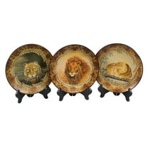 Zeckos Set Of Three 8 inch Diameter Big Cat Plates