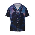 thumbnail image 4 of Salouo Starry Sky Meditating Chimpanzees Pattern Cuban Collar Shirts for Men Button-Down Shirt Men's Short Sleeve Shirts Hawaiian Shirts Casual Shirts -Small, 4 of 6