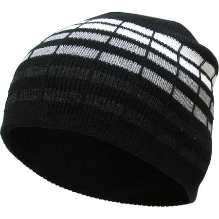 Black Dotted Stripes Short Beanie Skull Cap Solid Color Men Women Winter Ski Hat