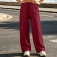 thumbnail image 2 of Vrorvz Straight Leg Sweatpants for Women Drawstring Elastic Waisted Pants Solid Color Basic Casual Pant, 2 of 5