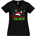thumbnail image 3 of Inktastic Grandma Claus with Christmas Santa Hat and Snowflakes Women's Plus Size V-Neck T-Shirt, 3 of 5