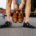 thumbnail image 4 of Brown Cowhide Outdoor Casual Men Slippers Cheap and fine, 4 of 5