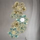 thumbnail image 3 of Espejo de pared de lujo con luz de estilo nórdico, espejo de flores y hojas de albaricoque dorado, espejo decorativo de pared para pasillo de hierro, 3 of 5