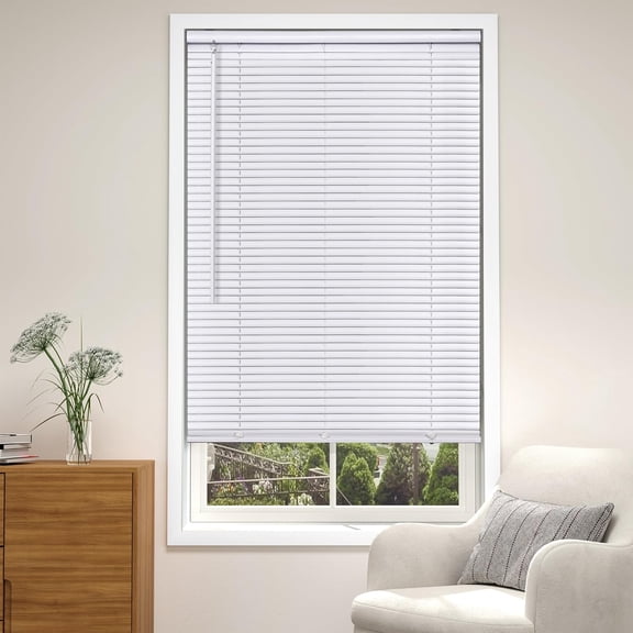 Cordless White 1" Room Darkening Vinyl Mini Blinds, 21" W X 36" H Horizontal Window Blinds for Home, Cordless Shades for Indoor Windows