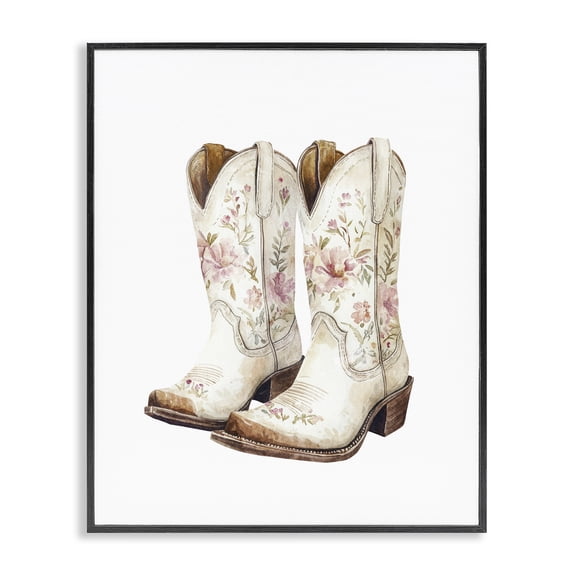 Stupell Industries Southwestern Boots in Bloom Black Framed Giclee Art, 11 x 14, by Svetlana Aleynikova