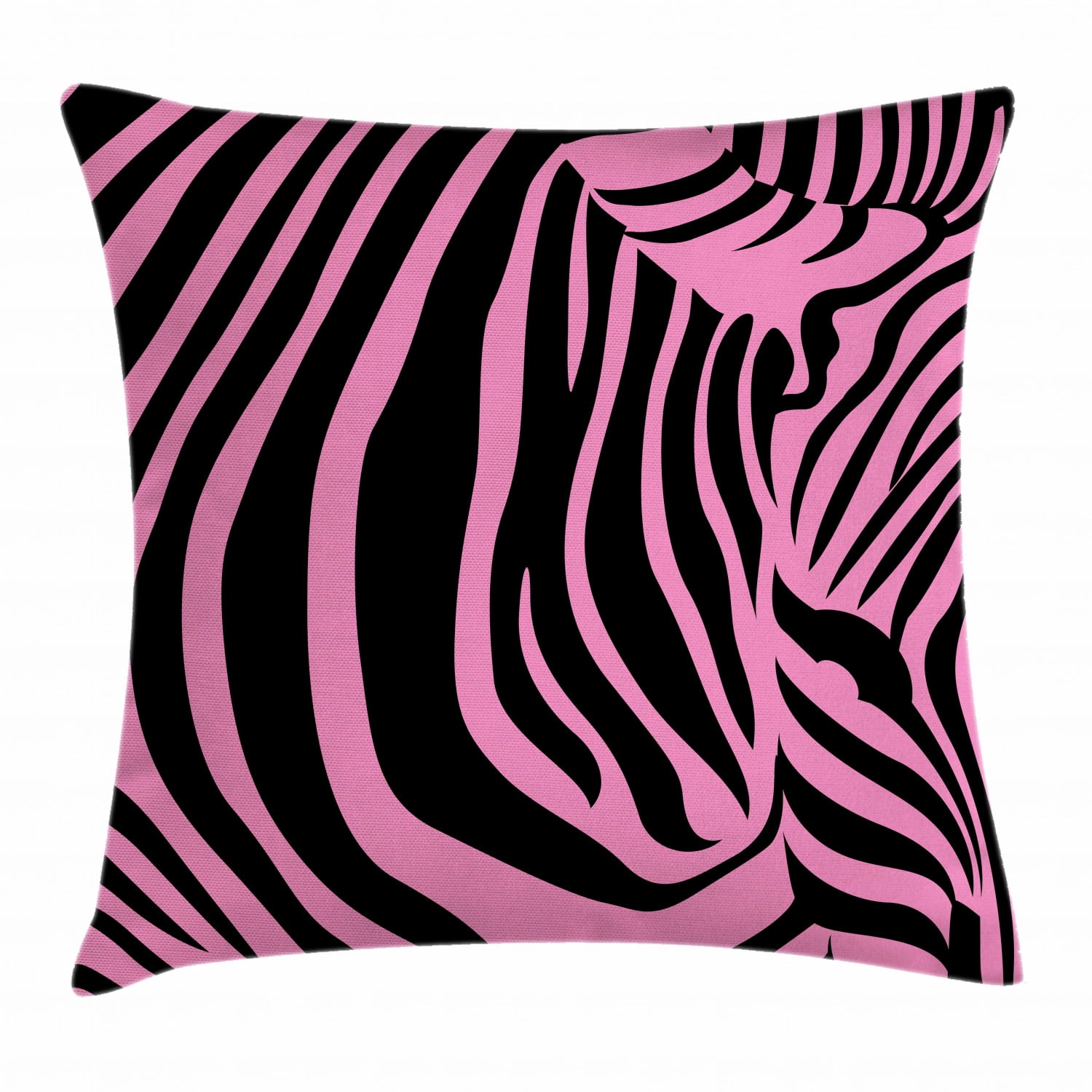 Reversible Soft Pillow Cover Case Hot Pink and White Zebra Design Zippered 