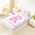 thumbnail image 4 of Erosebridal Princess Ribbon Twin Sheet Sets for Girls, Pink Letter R Bedding, 3pcs, 4 of 5