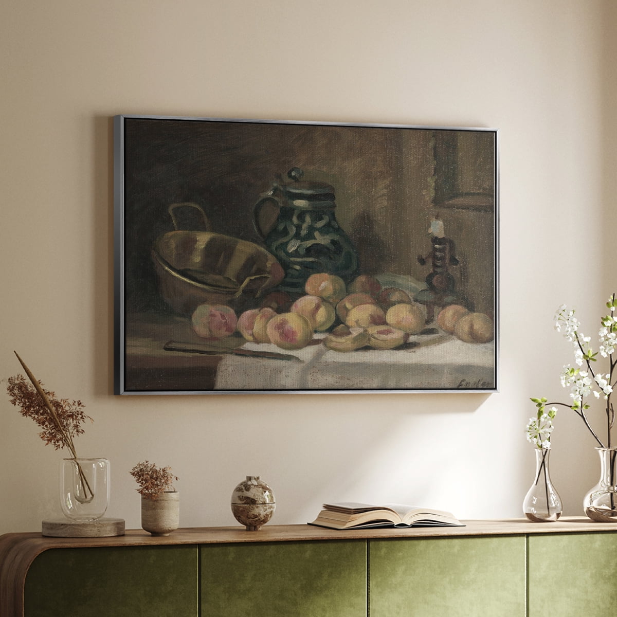Vintage Botanical Print-XLIX By Wexford Home Framed in Silver Wood Gallery Wrapped Canvas 17 in. x 25 in.