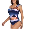 thumbnail image 2 of Wukai Lantern On Snow With Christmas Chic One Shoulder Swimwear with Ruffle Design and Tummy Control Skirt: Fashionable, Supportive, Comfortable for Beach-Medium, 2 of 7