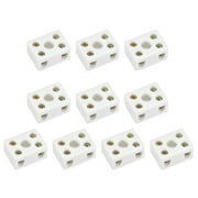 2 Way Ceramics Terminal Blocks High Temp Porcelain Connectors 29.2x21.2x15.2mm for Electrical Wire Cable 10 Pcs