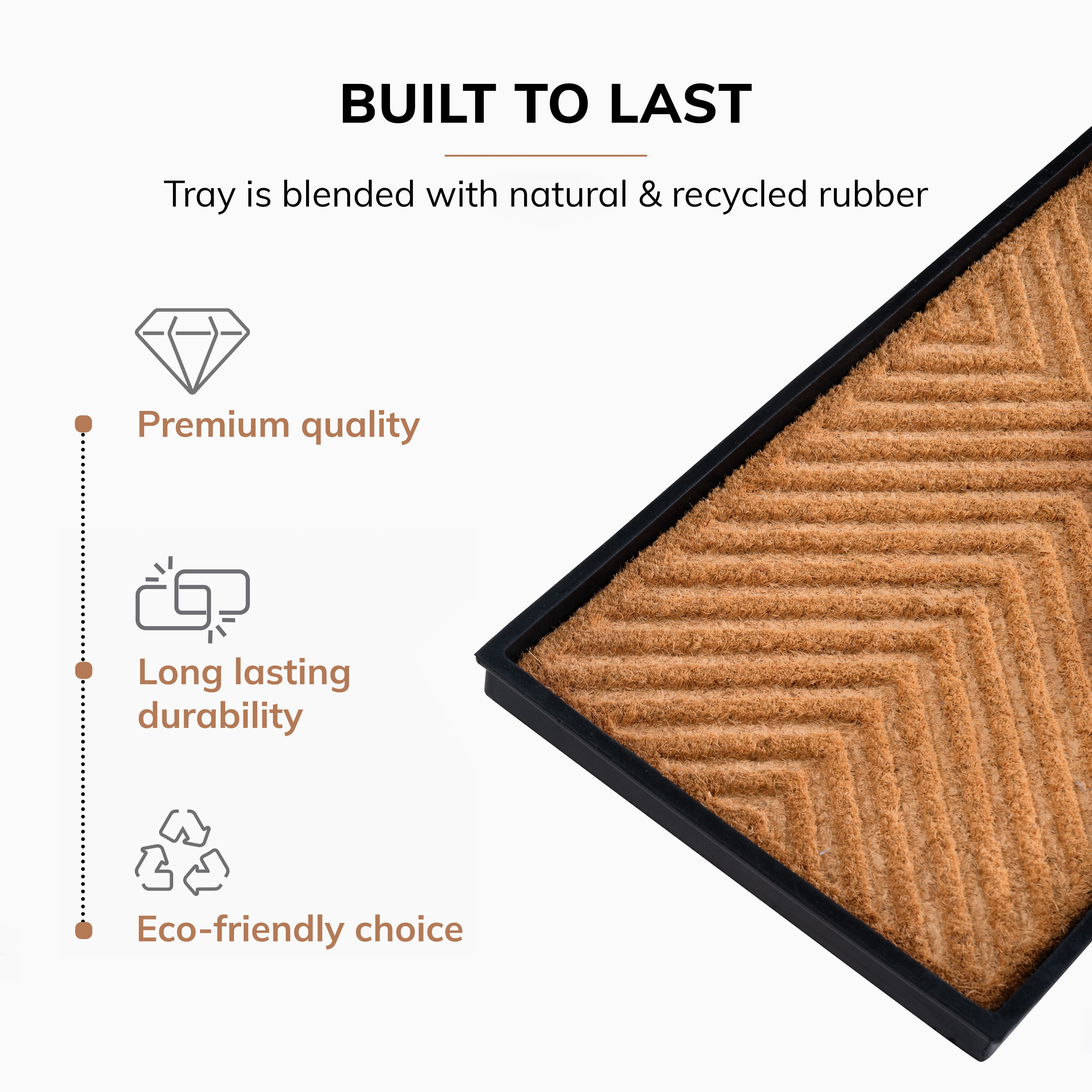 Natural & Recycled Rubber Boot Tray with Cross Embossed Coir Insert