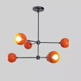 thumbnail image 3 of Stilnovo Style Sputnik Light 6 Light Raw Brass Chandelier Italian Style Orange, 3 of 5