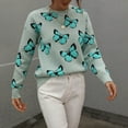 thumbnail image 5 of Gibobby Suéter casual mujer, Suéter suelto de lana de cachemira con cuello redondo para mujer, de manga corta, otoño(Verde,M), 5 of 5
