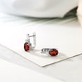 thumbnail image 4 of Gem Stone King 925 Sterling Silver Red Garnet and White Created Sapphire Earrings for Women (4.35 Cttw, Gemstone January Birthstone, Oval 9X7MM), 4 of 4