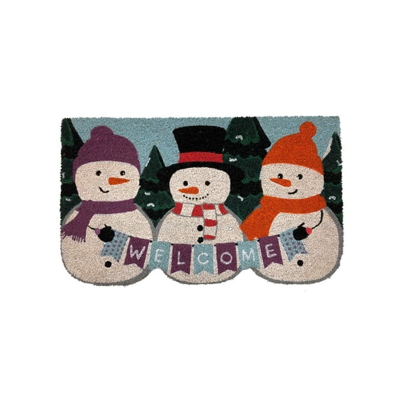 Briarwood Lane Winter Coir Doormat 30x18 Winter Snowmen Welcome Natural Fiber For Winter Coir Doormat
