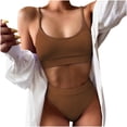 thumbnail image 2 of BONIXOOM One Piece Swimsuit Women Underwire Elastic Printed Two-Piece Sets High Cut Summer Swimwears on Clearance Coffee Size 8, 2 of 7