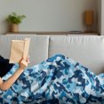 thumbnail image 3 of Camouflage Soft Flannel Fleece Throw Blanket, Costume Pattern with Vibrant Color Palette Abstract Composition Concealment, Cozy Plush for Indoor and Outdoor Use, 50" x 70", Blue Coconut, by Ambesonne, 3 of 5