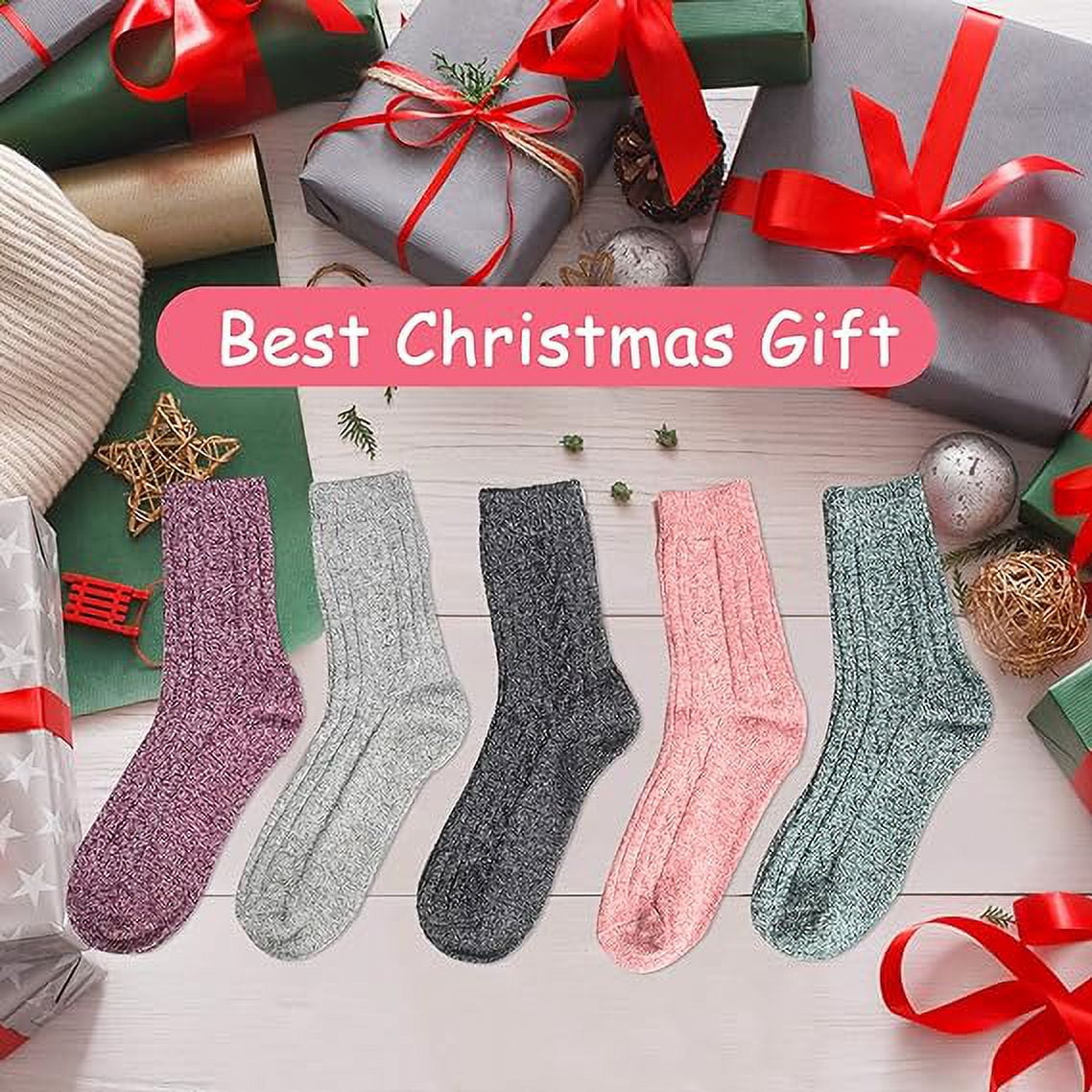 Chaussettes En Laine Mérinos Rayées Bleues Et Grises 36-40 Bleu