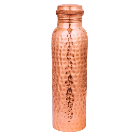Craftstribe Handcrafted Copper Water Bottle – 950 ML (32.5 Oz) Capacity | Hammered Design | Leak-Proof