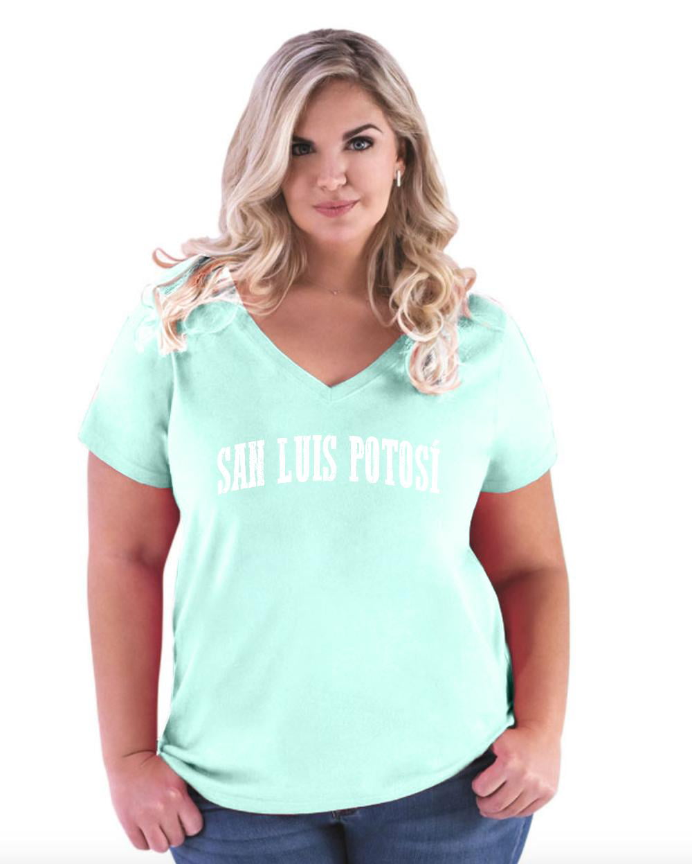 Iwpf Womens And Womens Plus Size Mexico Curvy V Neck T Shirt Up To Size 2628 4145