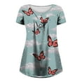 thumbnail image 2 of DailyTrove Women's Butterfly Print V-Neck Tunic - Short Sleeve Casual Top, Whimsical for Garden & Outings, 2 of 3