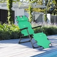 thumbnail image 6 of Outsunny Tanning Chair, 2-in-1 Beach Lounge Chair & Camping Chair w/ Pillow & Pocket, Adjustable Chaise for Sunbathing Outside, Patio, Poolside, Green, 6 of 9