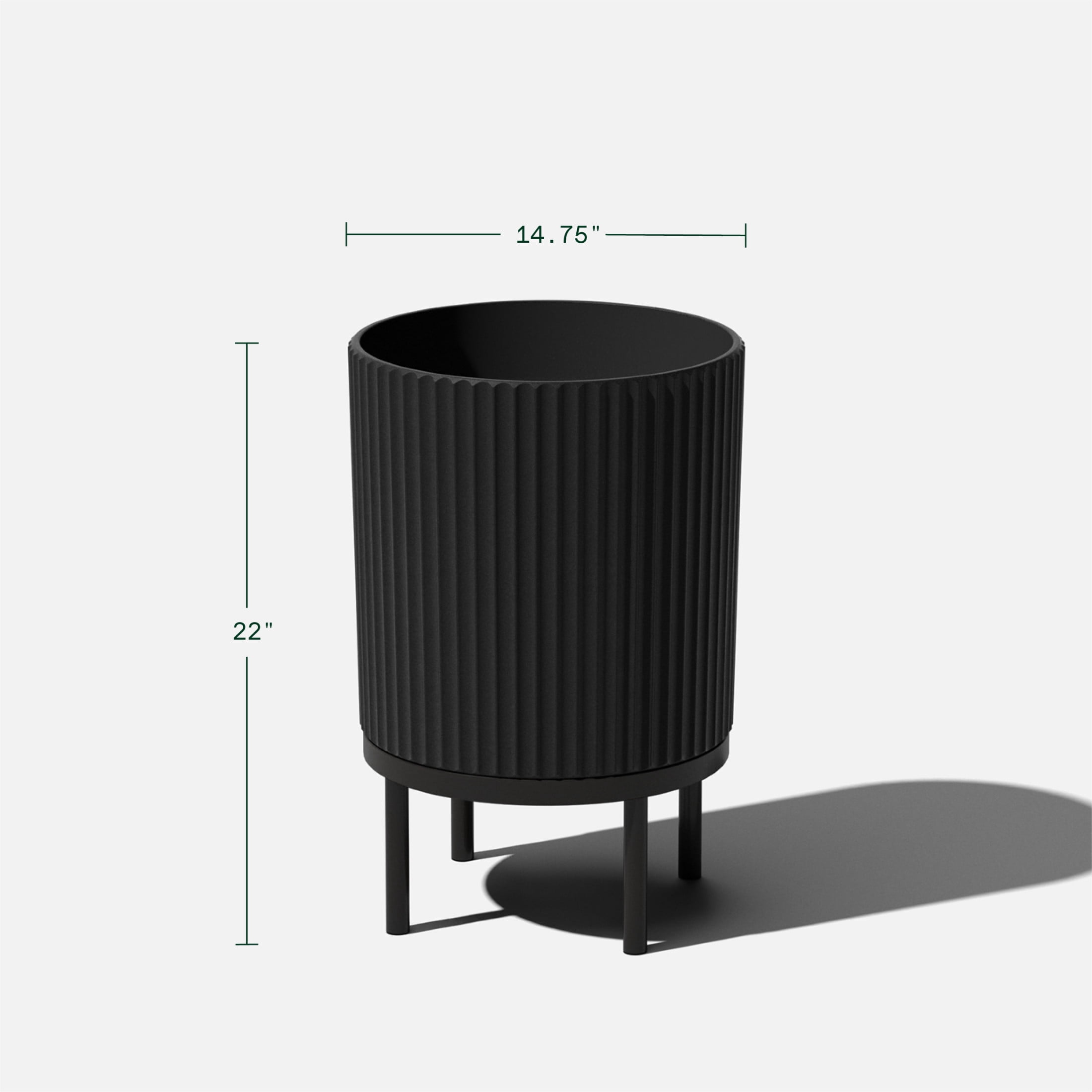 Veradek Demi Series Raised 16" Plastic-Stone Planter - (Black/Black, 2 Pack)