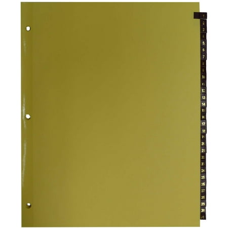 Kleer-Fax Preprinted Indexes with Imitation Red Leather Tabs, 1-31, 11 x 8-1/2 Inches, Canary Stock, One Set (11031)