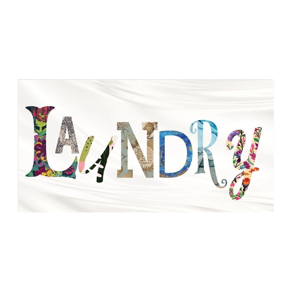 Laundry Colorful Patterns White 20 x 10 Wood Wall Sign Plaque