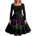 thumbnail image 4 of WTOBBY Women's Fashionable Retro Long-Sleeved Square-Neck Halloween Printed Evening Dress - Elegant and Glamorous Gown for Formal Events,Black L, 4 of 4